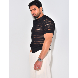 Chemise manches courtes ajourée Chemise manches courtes ajourée