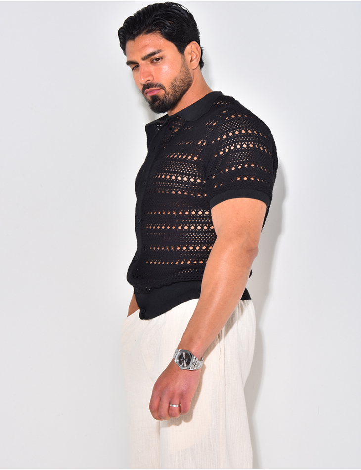 Chemise manches courtes ajourée Chemise manches courtes ajourée