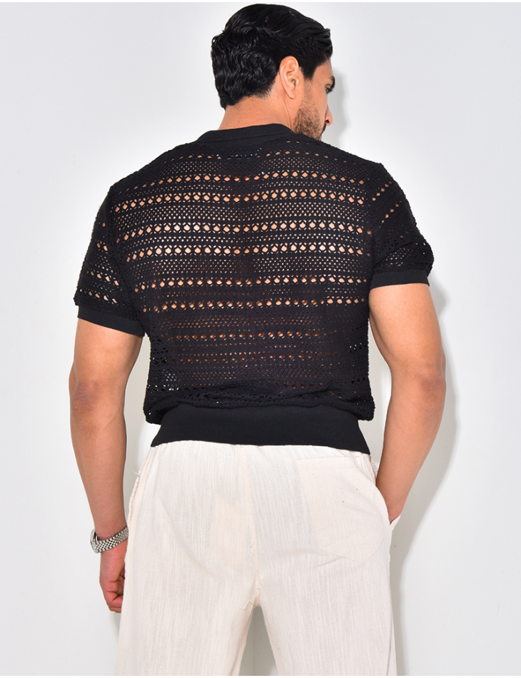 Chemise manches courtes ajourée Chemise manches courtes ajourée