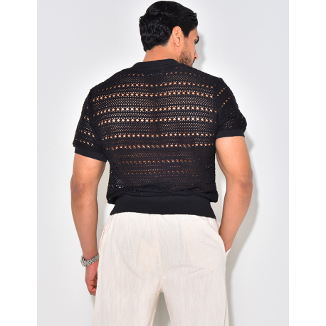 Chemise manches courtes ajourée Chemise manches courtes ajourée