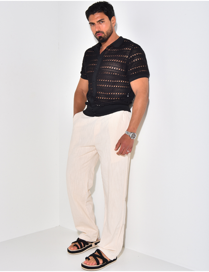 Chemise manches courtes ajourée Chemise manches courtes ajourée