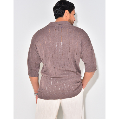 Polo manches courtes ajouré à motifs Polo manches courtes ajouré à motifs