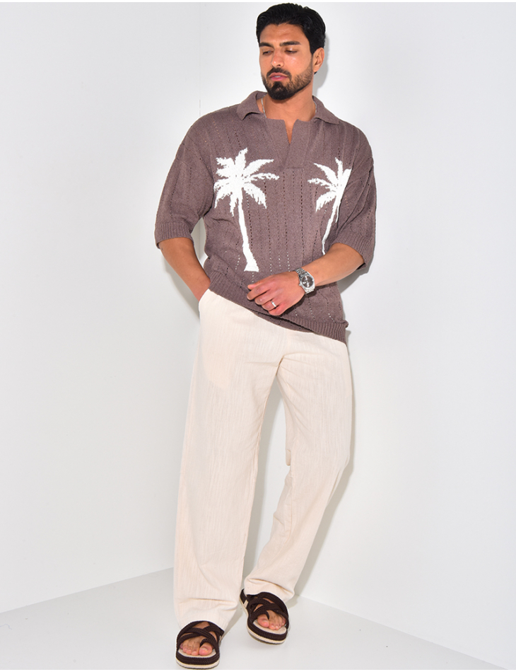 Polo manches courtes ajouré à motifs Polo manches courtes ajouré à motifs