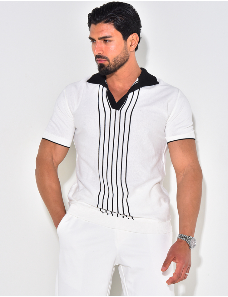 Polo manches courtes à rayures verticales Polo manches courtes à rayures verticales