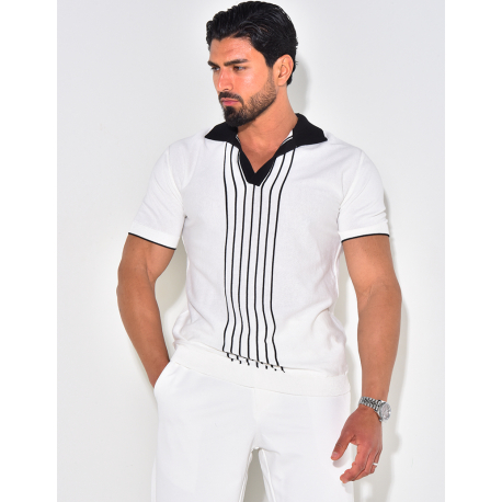 Polo manches courtes à rayures verticales Polo manches courtes à rayures verticales