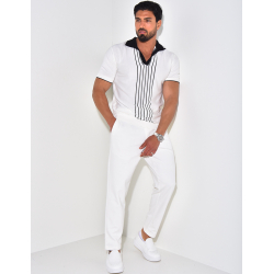 Polo manches courtes à rayures verticales Polo manches courtes à rayures verticales