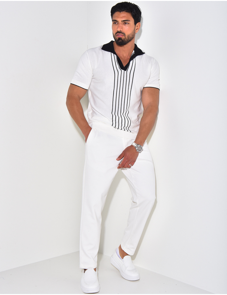 Polo manches courtes à rayures verticales Polo manches courtes à rayures verticales