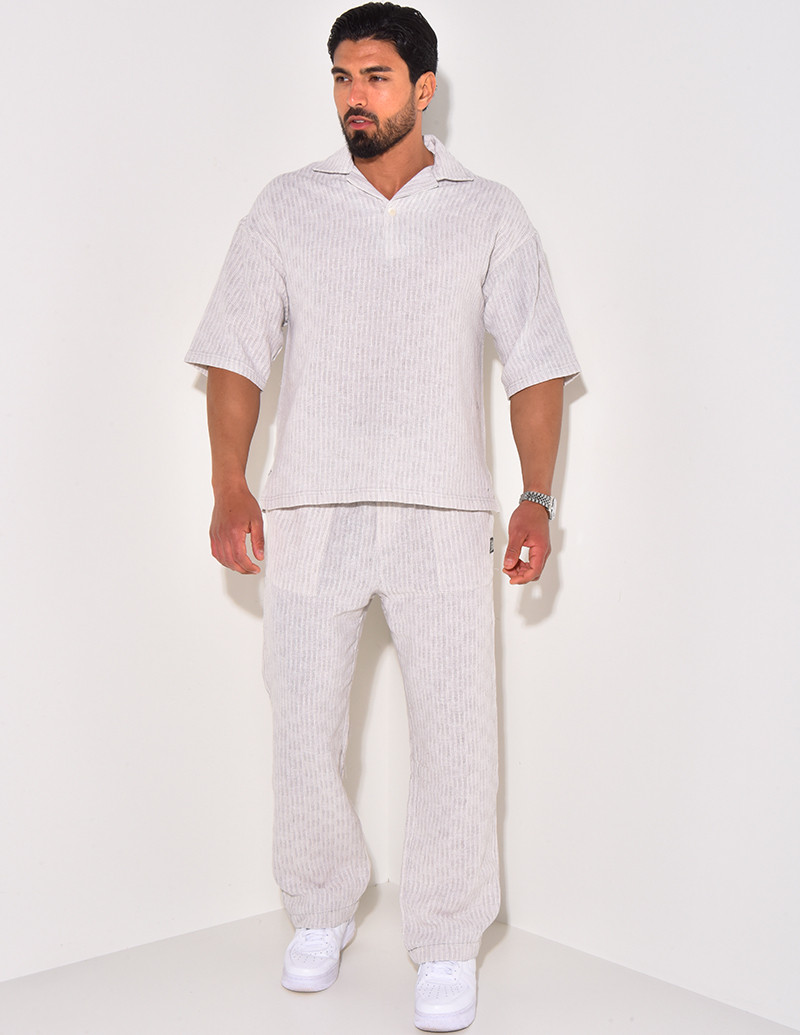 Ensemble texturé pantalon à ceinture et polo