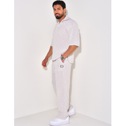 Ensemble texturé pantalon à ceinture et polo Ensemble texturé pantalon à ceinture et polo
