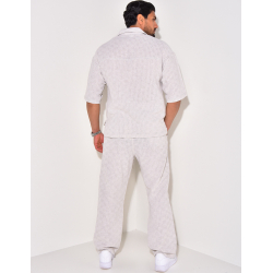 Ensemble texturé pantalon à ceinture et polo Ensemble texturé pantalon à ceinture et polo