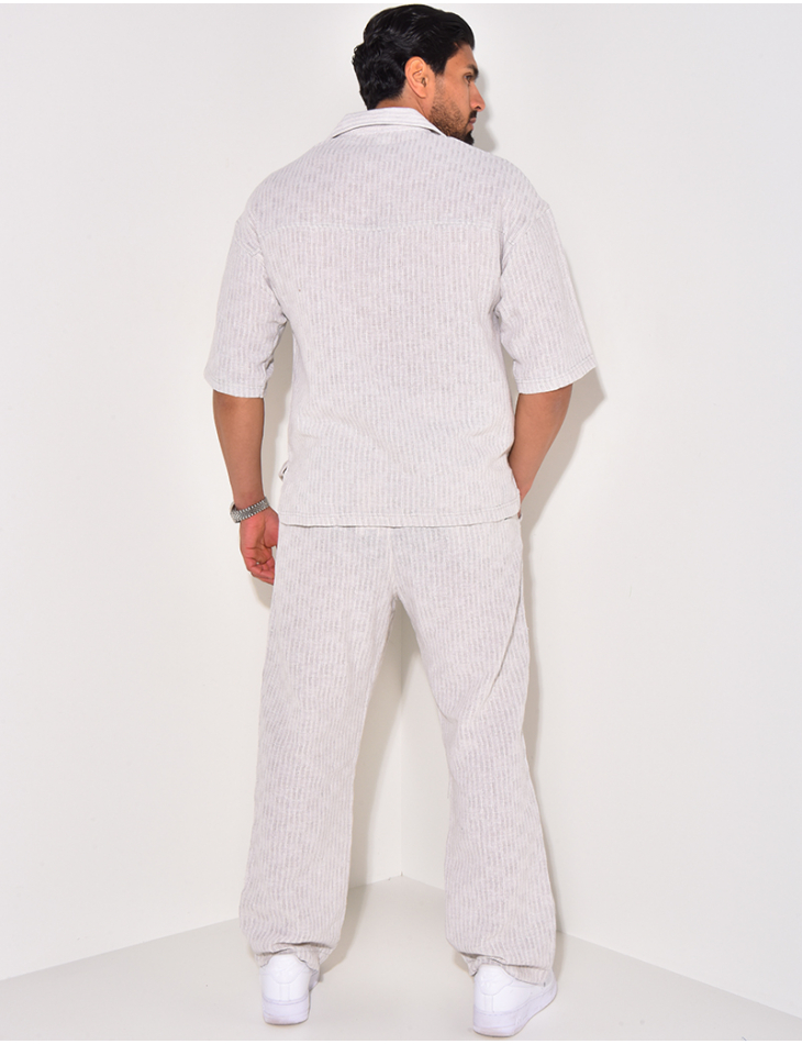 Ensemble texturé pantalon à ceinture et polo Ensemble texturé pantalon à ceinture et polo