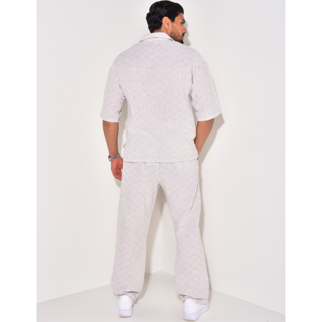 Ensemble texturé pantalon à ceinture et polo Ensemble texturé pantalon à ceinture et polo
