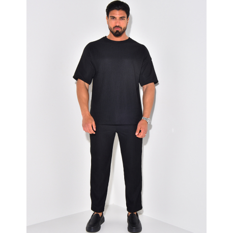 Ensemble pantalon et t-shirt plissé