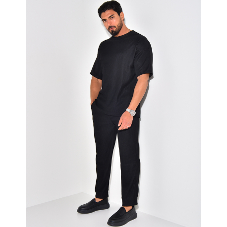 Ensemble pantalon et t-shirt plissé
