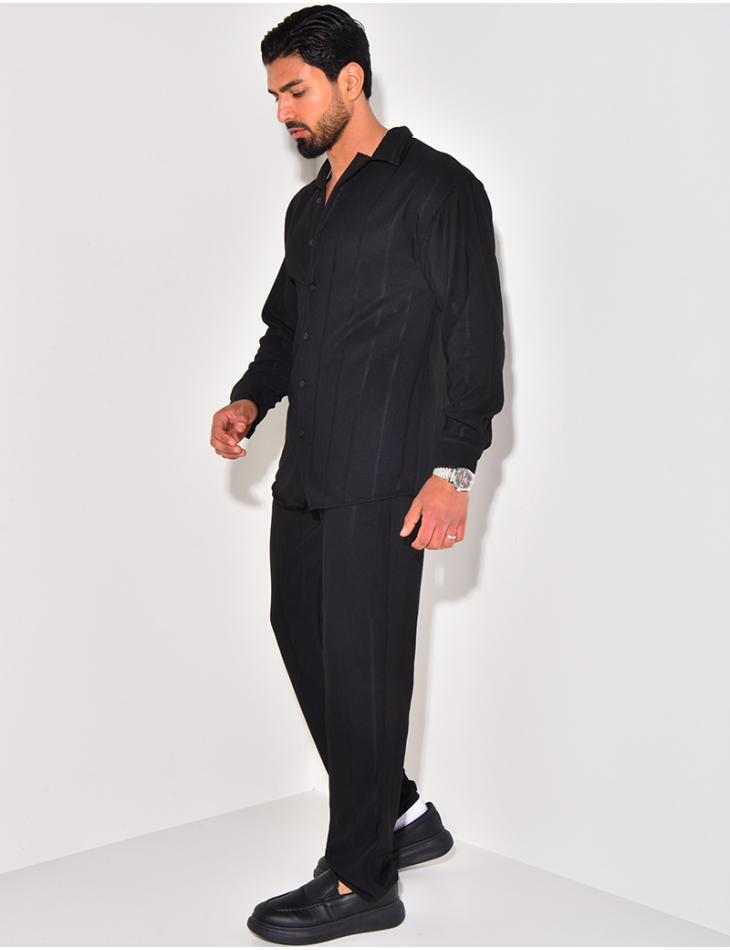 Ensemble pantalon et chemise manches longues texturé Ensemble pantalon et chemise manches longues texturé