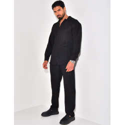 Ensemble pantalon et chemise manches longues texturé Ensemble pantalon et chemise manches longues texturé