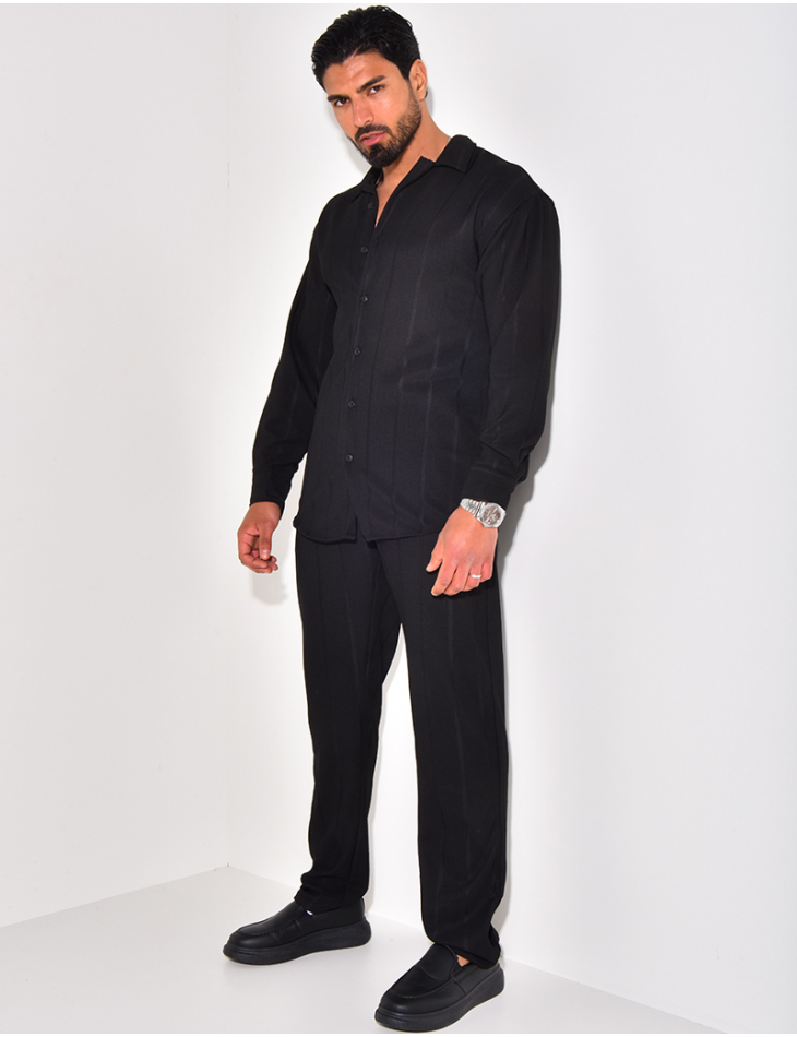 Ensemble pantalon et chemise manches longues texturé Ensemble pantalon et chemise manches longues texturé