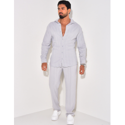 Ensemble pantalon et chemise manches longues texturé Ensemble pantalon et chemise manches longues texturé