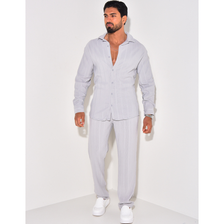 Ensemble pantalon et chemise manches longues texturé Ensemble pantalon et chemise manches longues texturé