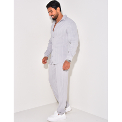 Ensemble pantalon et chemise manches longues texturé Ensemble pantalon et chemise manches longues texturé