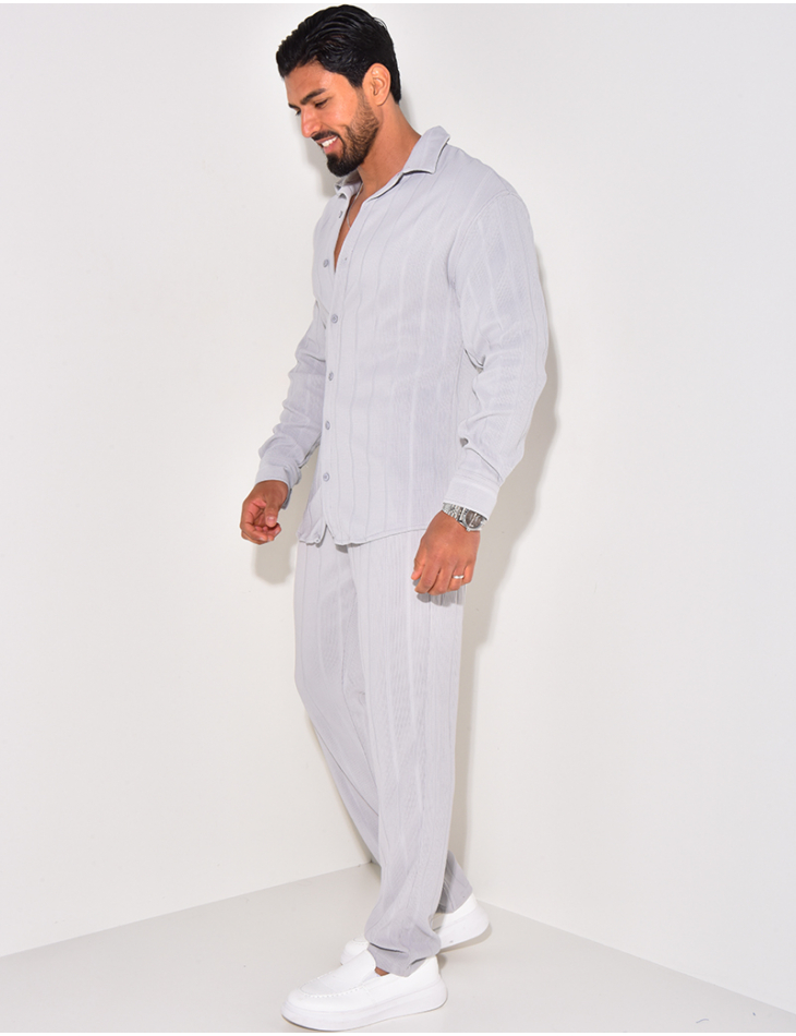 Ensemble pantalon et chemise manches longues texturé Ensemble pantalon et chemise manches longues texturé