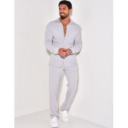 Ensemble pantalon et chemise manches longues texturé Ensemble pantalon et chemise manches longues texturé