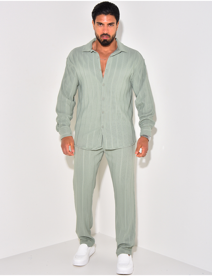 Ensemble pantalon et chemise manches longues texturé Ensemble pantalon et chemise manches longues texturé