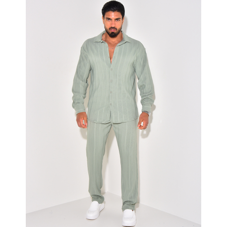 Ensemble pantalon et chemise manches longues texturé Ensemble pantalon et chemise manches longues texturé