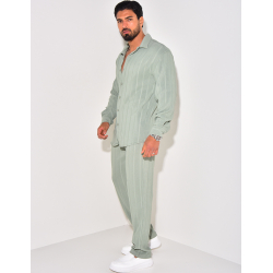 Ensemble pantalon et chemise manches longues texturé Ensemble pantalon et chemise manches longues texturé
