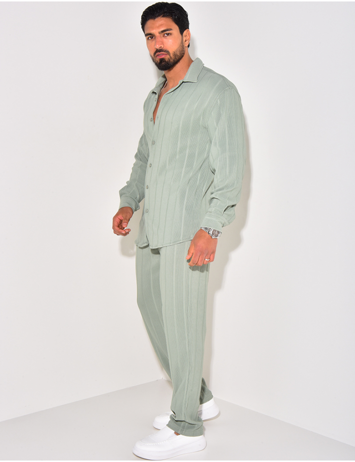 Ensemble pantalon et chemise manches longues texturé Ensemble pantalon et chemise manches longues texturé