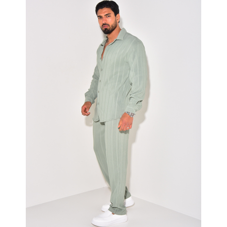 Ensemble pantalon et chemise manches longues texturé Ensemble pantalon et chemise manches longues texturé