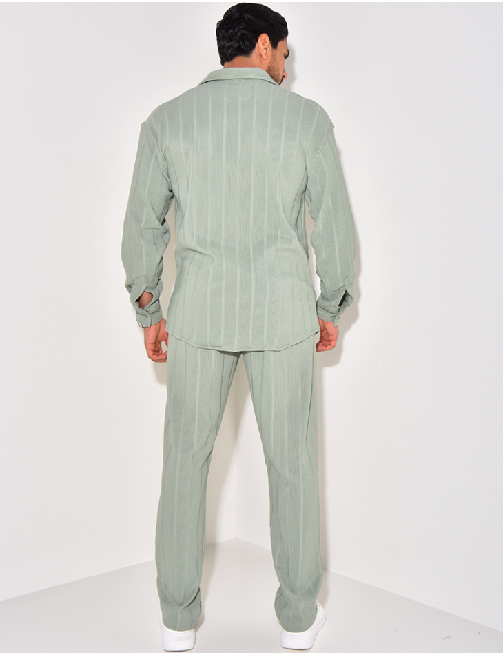 Ensemble pantalon et chemise manches longues texturé Ensemble pantalon et chemise manches longues texturé