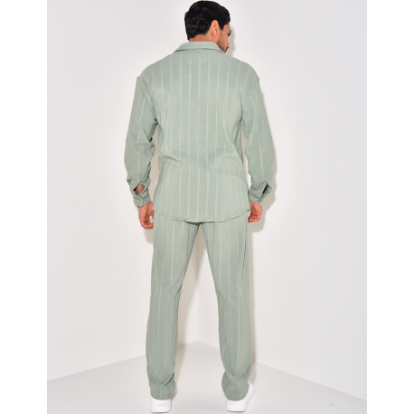 Ensemble pantalon et chemise manches longues texturé Ensemble pantalon et chemise manches longues texturé