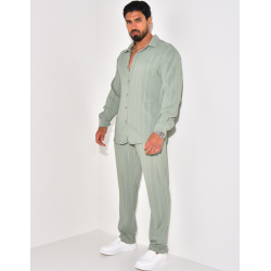 Ensemble pantalon et chemise manches longues texturé Ensemble pantalon et chemise manches longues texturé