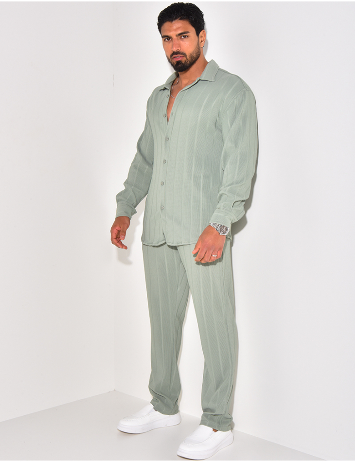 Ensemble pantalon et chemise manches longues texturé Ensemble pantalon et chemise manches longues texturé