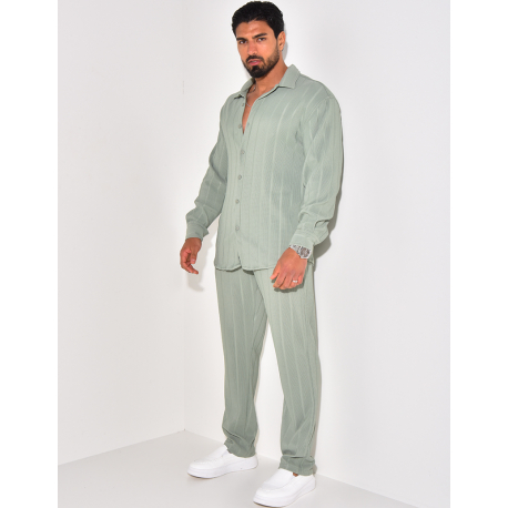 Ensemble pantalon et chemise manches longues texturé Ensemble pantalon et chemise manches longues texturé