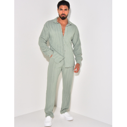 Ensemble pantalon et chemise manches longues texturé Ensemble pantalon et chemise manches longues texturé