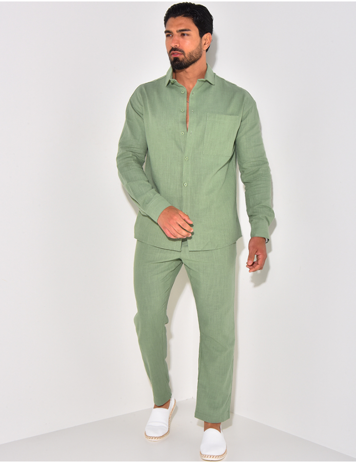Ensemble pantalon et chemise manches longues en lin Ensemble pantalon et chemise manches longues en lin