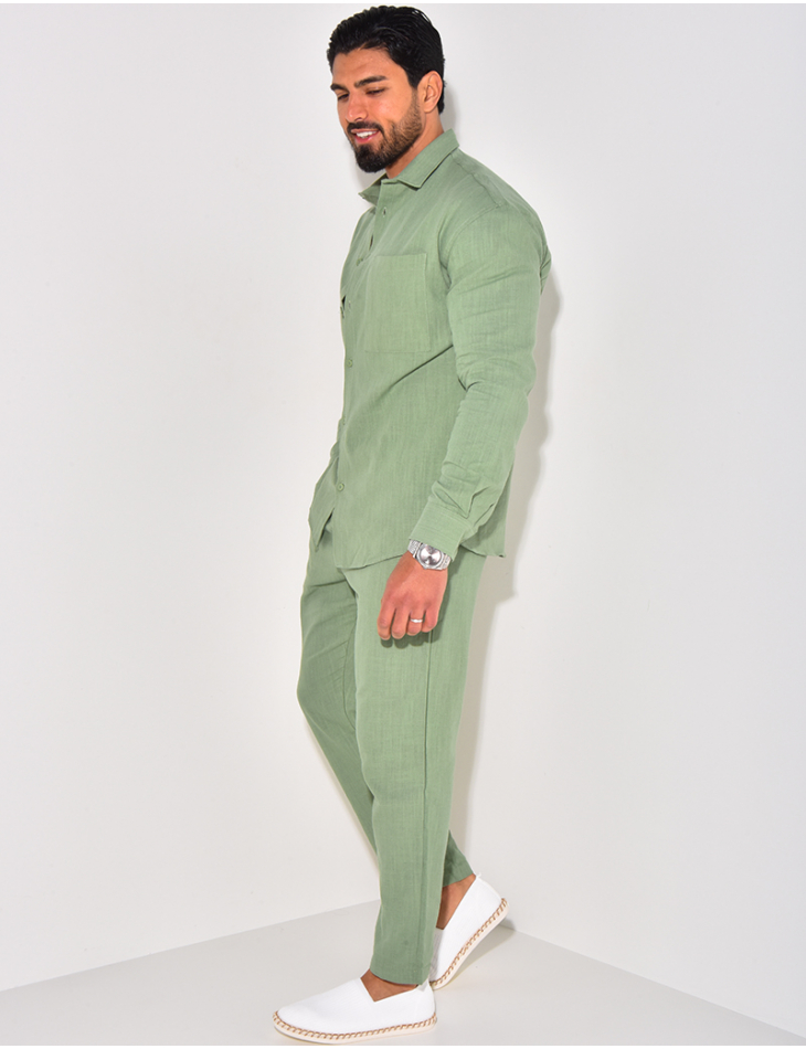Ensemble pantalon et chemise manches longues en lin Ensemble pantalon et chemise manches longues en lin