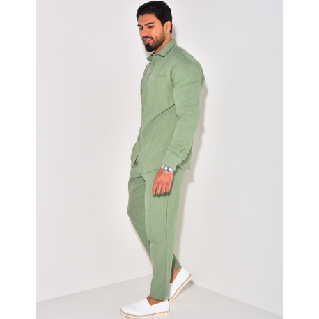 Ensemble pantalon et chemise manches longues en lin Ensemble pantalon et chemise manches longues en lin
