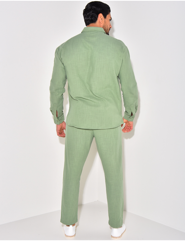 Ensemble pantalon et chemise manches longues en lin Ensemble pantalon et chemise manches longues en lin