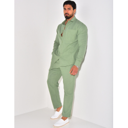 Ensemble pantalon et chemise manches longues en lin Ensemble pantalon et chemise manches longues en lin