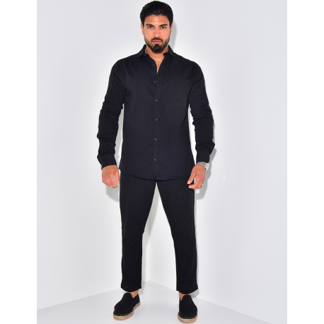 Ensemble pantalon et chemise manches longues en lin