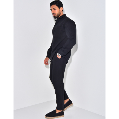 Ensemble pantalon et chemise manches longues en lin