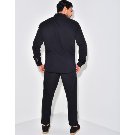 Ensemble pantalon et chemise manches longues en lin