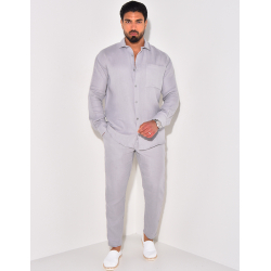 Ensemble pantalon et chemise manches longues en coton Ensemble pantalon et chemise manches longues en coton