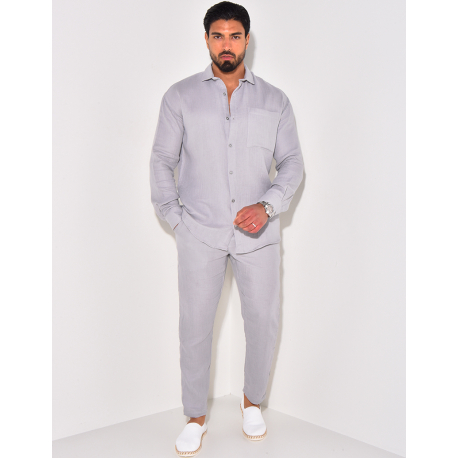 Ensemble pantalon et chemise manches longues en coton Ensemble pantalon et chemise manches longues en coton