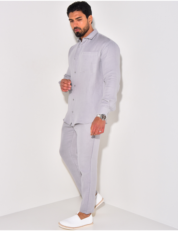 Ensemble pantalon et chemise manches longues en coton Ensemble pantalon et chemise manches longues en coton