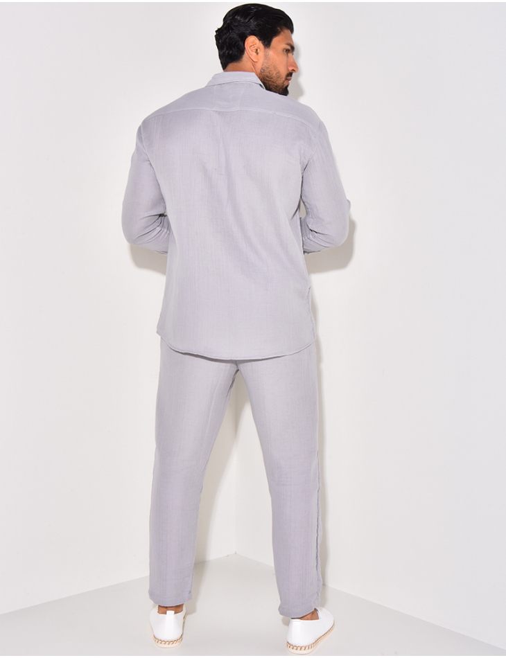 Ensemble pantalon et chemise manches longues en coton Ensemble pantalon et chemise manches longues en coton