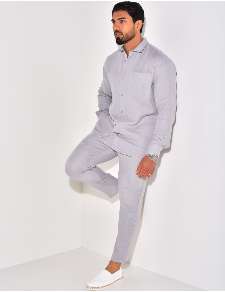 Ensemble pantalon et chemise manches longues en coton Ensemble pantalon et chemise manches longues en coton
